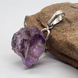 FP Designer Jewelry Ariana Ost Raw Amethyst Nugget 925 Silver Pendant